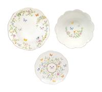 EASY LIFE Servizio Tavola Piatti Set 18 Pezzi in Porcellana Dancing Butterflies