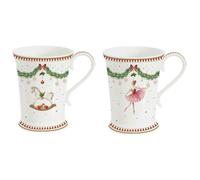 Easy Life Set 2 Tazze mug per colazione di natale in porcellana con ballerina e cavallo a dondolo "Magie de Noel" 300 ml