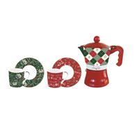 Easy Life Set 2 tazzine caffè espresso di natale con caffettiera/moka "Fancy Christmas" 100 ml