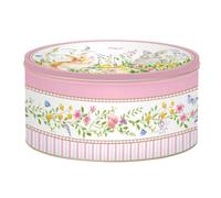 Easy Life Set 3 scatole pasquali tonde ad incastro in latta con conigli e fiori "Happy Easter" D13/16/19 cm