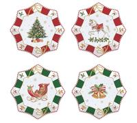 EASY LIFE Set 4 piatti da dessert in porcellana Christmas Tale D16cm