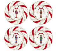 Easy Life Set 4 piatti dessert in porcellana con schiaccianoci in box regalo vintage "Nutcracker Twist" D19 cm