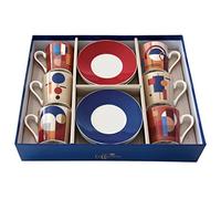 Easy Life Set 6 Tazzine Caffè 100 ml, in porcellana con piattino in Gift Box (BAUHAUS)