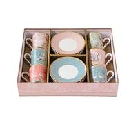 EASY LIFE Set 6 tazzine Espresso 100 ml con piattini Jardin DE REVES