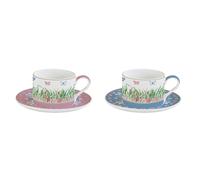 EASY LIFE Spring Parade Set 2 Tazze Tè 240ml con Piattini Porcellana