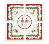 Easy Life Vassoio di natale quadrato in porcellana con soldato Schiaccianoci e ballerina, "Magie de Noel" 25x25 cm