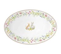 Easy Life Vassoio ovale pasquale in porcellana con conigli "Happy Easter" 35x23,5 cm