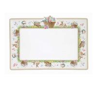 Easy Life Vassoio rettangolare pasquale in porcellana con conigli e fiori "Spring Bloom" 35x24.5 cm