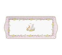 Easy Life Vassoio rettangolare pasquale in porcellana con conigli "Happy Easter" 35x15 cm