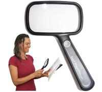 EasY Magnifier Lente d'ingrandimento 2X con luce LED; Grande Lente portatile con batteria e cavo di ricarica USB; Lente ricaricabile per la lettura, lente come ausilio visivo e regalo pratico