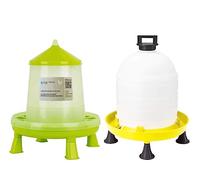 Easy Media mangiatoia da 8 kg antispreco con Piedini + abbeveratoio da 15 L con Tappo-Manico e Piedini per Galline, polli, Pulcini
