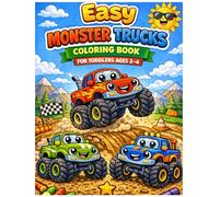 Easy Monster Trucks Coloring Book for Toddlers Ages 2-4: Simple Big Truck Coloring Pages with Bold Lines for Little Kids