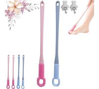 Easy-Reach Deep Cleaning Foot Brush, Foot Scrubber for Wet or Dry Brushing, Toe Gap Cleaning Brush with Long Handle,Silicone Body Scrubber Set for Elderly Senior Men Women (2Pcs-A)