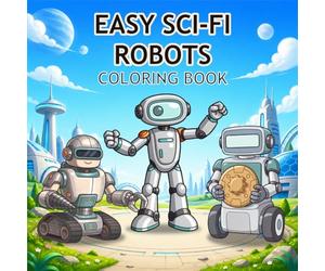 Easy Sci-Fi Robots Coloring Book: 50 Cute and Simple Robot Coloring Designs for Kids, Beginners, and Stress-Free Coloring Fun