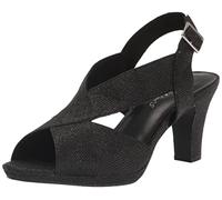 Easy Street Women's Christy Heeled Sandal, Black Glitter, 7 Wide