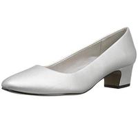 Easy Street Women's Prim Dress Pump, Silver Satin, 7 W US