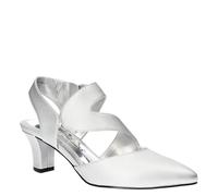 Easy Street Women's Venue Dress Shoe Pump, Silver Satin/Gore, 10