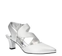Easy Street Women's Venue Dress Shoe Pump, Silver Satin/Gore, 7.5