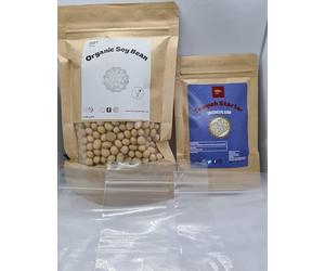 Easy TEMPEH Kit per antipasti biologici, soia biologica, plastica e manuale (50 g di avviamento, 300 g di soia biologica, 6 materie plastiche)