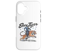 Easy Tiger Funny Cowboy Equitazione Tigre Retro Western Custodia per iPhone 16