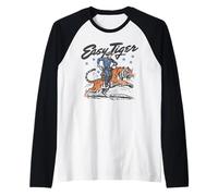 Easy Tiger Funny Cowboy Equitazione Tigre Retro Western Maglia con Maniche Raglan