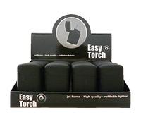 EASY TORCH Turbo ACCENDINI Antivento A Gas Ricaricabile Colori Vari in Confezione da 20PZ (Black)