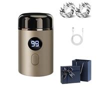 Easy Trim Pro, Easy Trim Rasoio, Mini Rasoio Elettrico per Intimo Uomo, IPX7 Impermeabile Rasoio Elettrico Corpo Uomo, Regolabarba Wet & Dry USB Ricaricabile, Con Display LED (Oro)