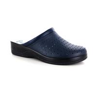 EASY WALK 212 Ciabatte sanitarie anatomiche da donna in vera pelle blu e bianche