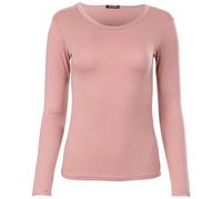 Easy Young Fashion Basic girocollo a maniche lunghe Skinny Fit, rosa antico, M