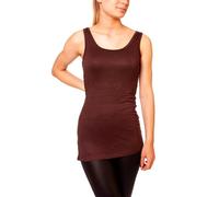 Easy Young Fashion Canottiera basic da donna a maniche lunghe, extra lunga, Skiny Fit, marrone scuro., Taglia unica
