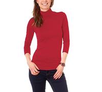 Easy Young Fashion - Maglia a manica lunga - Maniche lunghe - Tinta unita - Dolcevita - Manica Lunga - Donna rosso scuro Taglia unica
