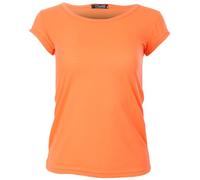 Easy Young Fashion - Maglietta basic da donna con scollo rotondo, a maniche corte, Skinny Fit 1001, arancione fluo, M
