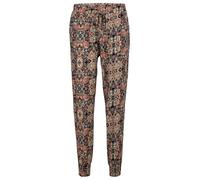 Easy Young Fashion Pantaloni estivi da donna - Pantaloni floreali per il tempo libero con elastico in vita - Pantaloni lunghi Boho - Pantaloni da spiaggia in cotone 777, Corallo Nero, 40-44
