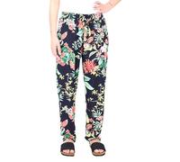 Easy Young Fashion Pantaloni estivi da donna - Pantaloni floreali per il tempo libero con elastico in vita - Pantaloni lunghi Boho - Pantaloni da spiaggia in cotone 777, Blu floreale, 40-44