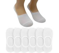 Easy8 - 43-46 Bianco, Calzini Fantasmini Invisibili da Uomo Donna in Cotone, 6 PAIA, Calze Salvapiede Donna Uomo con Silicone sul Tallone per Mocassini, Sneakers, Pedalini, Estivi, Bianchi