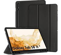 EasyAcc Custodia Compatibile con Samsung Galaxy Tab S8 2022/Samsung Galaxy Tab S7 2020 11 Pollici- Ultra Sottile con Funzione Auto Sleep/Wake funzione Stand Slim in pelle PU Custodia, Nero
