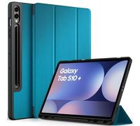 EasyAcc Custodia Cover Compatibile con Samsung Galaxy Tab S9 FE+/ S9+/S10+ 12.4 Pollici 2023 con Cover Leggero Supporto in Pelle PU Case, SM-X810 (Wi-Fi)/SM-X816B (5G Global)/SM-X818U, Blu Pavone