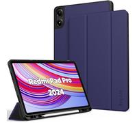 EasyAcc Custodia Cover Compatibile con Xiaomi Redmi Pad Pro 12.1 Pollici 2024 / Xiaomi Poco Pad con Portapenne-Ultra Sottile con Cover Leggero Supporto in Pelle PU Case, Blu Navy