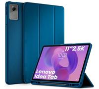 EasyAcc - Custodia per Lenovo Idea Tab da 11 pollici, tablet 2025 con supporto per penna TB-336ZU TB-336FU, ultra sottile con funzione di supporto, custodia in PU in pelle (Blu Pavone)
