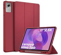 EasyAcc - Custodia per Lenovo Idea Tab, tablet da 11 pollici 2025 con supporto per penna TB-336ZU TB-336FU, ultra sottile con funzione di supporto, custodia in PU in pelle (Rosso vino)