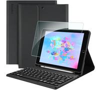 EasyAcc Custodia per tastiera compatibile con iPad 6° generazione 2018/5° generazione 2017, iPad Air 2 & 1, wireless Bluetooth QWERTZ tedesco con portapenne, colore: nero