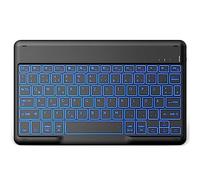 EasyAcc Tastiera Bluetooth, tastiera wireless Bluetooth compatibile con Windows/Android/iOS, tastiera retroilluminata QWERTZ layout tedesco, tastiera con cavo Tape-C da 80 cm, nero