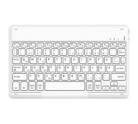 EasyAcc Tastiera Bluetooth tedesca per iPad Air/Pro/iPad 10/10.2/9.7 / iPhone/Samsung/Android, ricaricabile, portatile, senza fili, ultra sottile, bianco chiaro