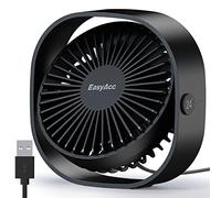 EasyAcc Ventilatore USB, Mini Ventilatore da Tavolo USB Silenzioso con 2 Anni di Garanzia, Potente e Squisita e 3 Velocità, Ventilatori da Scrivania con Rotazione di 360° per Scrivania Casa Ufficio