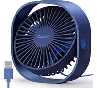 EasyAcc Ventilatore USB, Mini Ventilatore da Tavolo USB Silenzioso con 2 Anni di Garanzia, Potente e Squisita e 3 Velocità, Ventilatori da Tavolo con Rotazione di 360° per Scrivania Casa Ufficio Blu