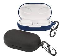 easyBee Custodia compatibile con JBL Soundgear Sense [con 2 moschettoni], custodia in silicone liquido, ultra sottile, antiurto, custodia per cuffie Bluetooth, colore nero e blu