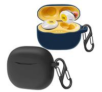 easyBee, custodia compatibile con JBL Tune 125 TWS/JBL Tune 120 TWS [con 2 moschettone], custodia in silicone liquido, ultra sottile, antiurto, custodia per cuffie Bluetooth, colore: nero e blu