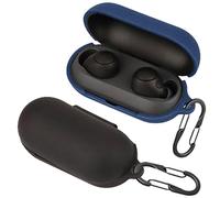 easyBee Custodia compatibile con Sony WF-C700N [con 2 moschettoni], custodia in silicone liquido, ultra sottile, antiurto, custodia per cuffie Bluetooth, colore nero e blu