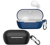 easyBee - Custodia compatibile con Sony WF-C710NSA Truly Wireless Noise Cancelling Earbuds [2 moschettone], in silicone liquido, antiurto, custodia per cuffie Bluetooth, colore: nero e blu