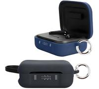easyBee Custodia compatibile con Soundcore P41i Truly Wireless Noise Cancelling Earbuds [2 moschettoni], custodia in silicone liquido, antiurto, custodia per cuffie Bluetooth, colore: nero e blu
